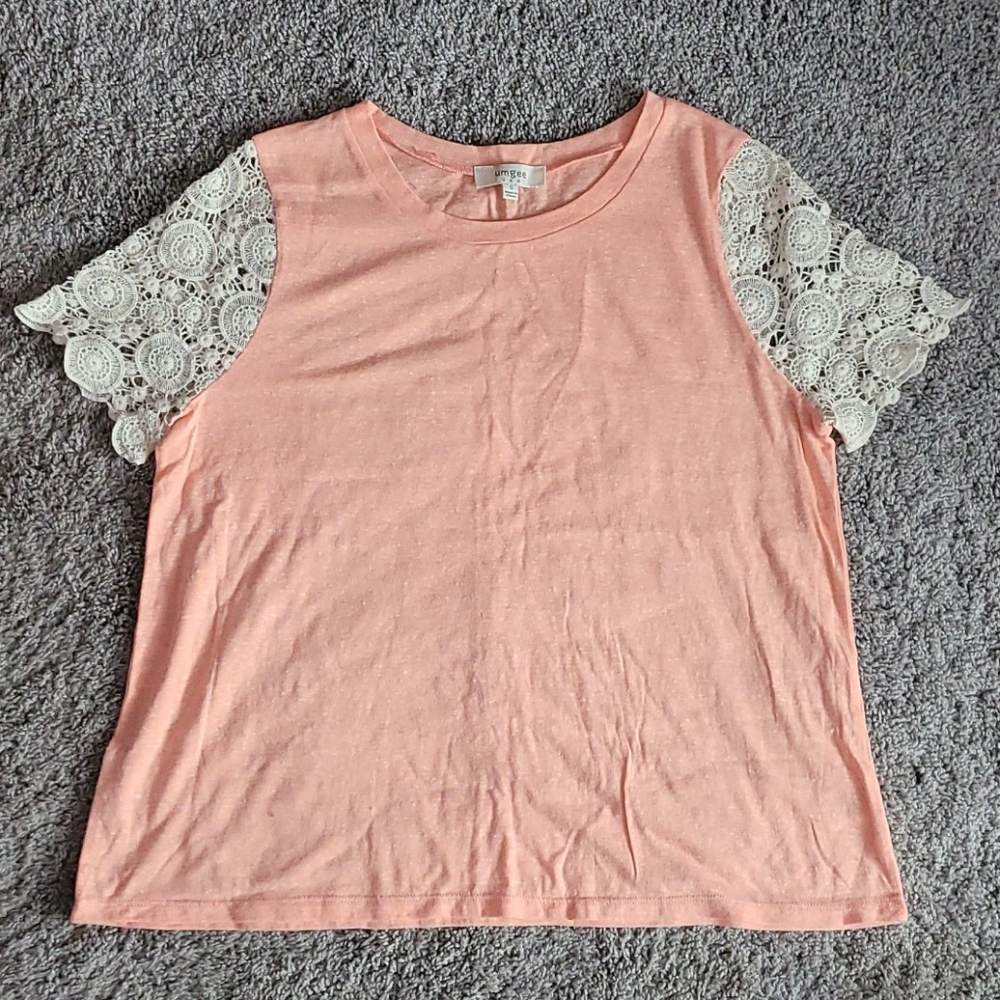 Crochet Sleeved Shirt Sleeve Top